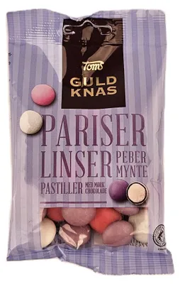 Produktbild von Toms Guld Knas Pariser Linser Pfefferminz & Milchschokolade 75g