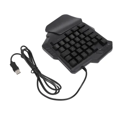 Zdjęcie produktu dla Jednoręczna klawiatura do gier z 7-kolorowym podświetleniem RGB, ergonomiczna, 35 klawiszy, przenośna mini-klawiatura z podpórką pod nadgarstki dla graczy komputerowych