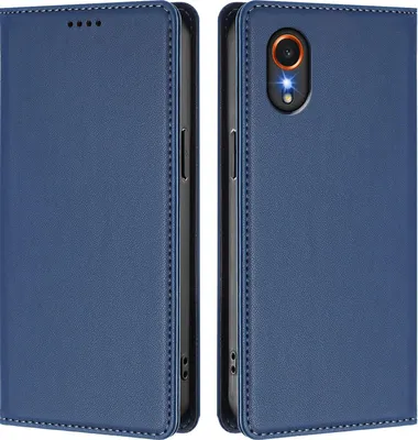 Image de Etui en cuir pour Samsung Galaxy Xcover7, étui magnétique en cuirPolyuréthaneavec support Bleu foncé