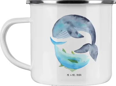 Produktbild von Mr. & Mrs. Panda Teetasse Walfisch Thunfisch - Weiß - Geschenk, Spruch Lustig, Wahl, becher emaille, Tasse, Tunfisch, Witz, Lustige Sprüche, Pott, Des Tages, Kaffeepott