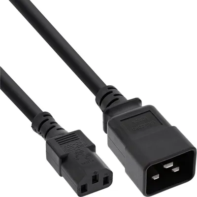 Produktbild von InLine® Netz Adapterkabel, IEC 60320 C20 auf C13, 3x1,5mm², max 10A, 1m