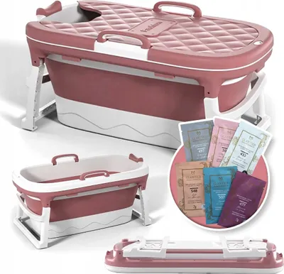 Produktbild von Rosa Silikon Faltbadewanne Tragbares Bad Home SPA 110cm