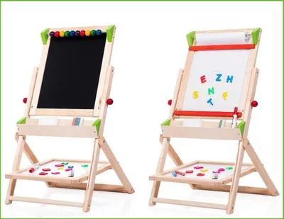 Produktbild von Kindertafel aus Holz Bunt mit Papierrolle OLAK 53x87x49 cm Abakus Modern Deko