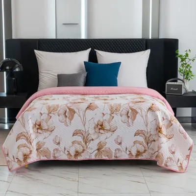 Produktbild von Tagesdecke ROSABELLA creme/rosa Maße: 170 x 210 cm