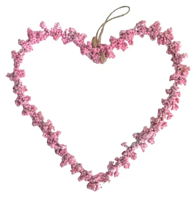 Produktbild von Künstliches Schleierkraut-Herz ca. 16cm | Herzhänger Türkranz Rosa