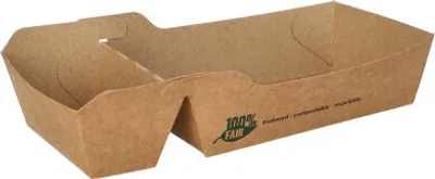 Produktbild von 960 Pommes-Frites-Trays, Pappe pure 2-geteilt 3,5 cm x 7 cm x 12 cm braun 100% Fair mittel