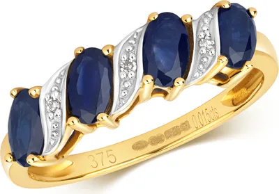 Produktbild von Raffinierter 9 Karat (375) Gold Damen - Diamant Ring Brillant-Schliff H - PK mit Saphir, 53 (16.9); TRS28692RSM