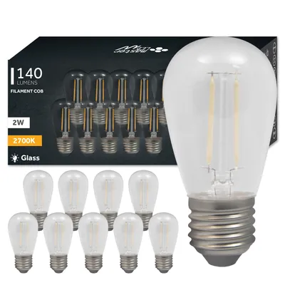 A product shot of a pack of LED light bulbs and a single light bulb.