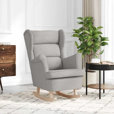 Produktbild von Schaukelsessel in Wolkengrau, 74x90x102 cm, ergonomischer Relaxsessel mit Polsterung und Stoffbezug für Wohnzimmer, Schlafzimmer und Büro