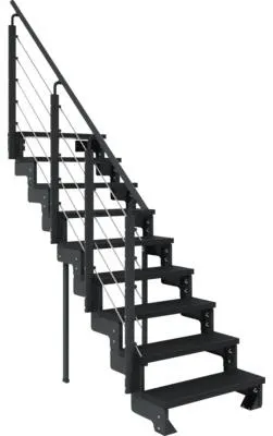Produktbild von Pertura Aussentreppe Tallis 100 cm 9 Steigungen schwarz mit Geländer