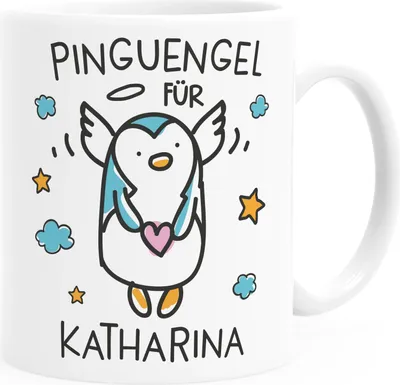 Produktbild von personalisierte Kaffeetasse Pinguengel Engel Pinguin Schutzengel mit Name Namenstasse Glücksbringer Geschenk SpecialMe® uni - weiß Keramik-Tasse