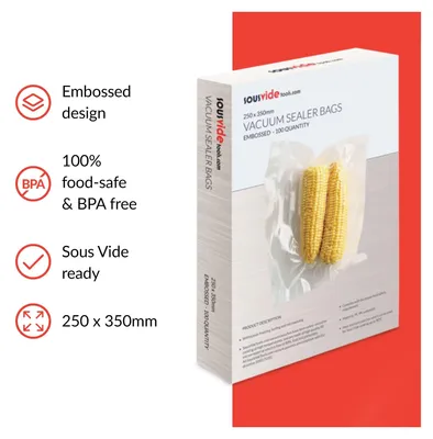 Produktbild von Vakuumbeutel 100 Stück 250x350mm Sous Vide, lebensmittelecht, BPA-frei