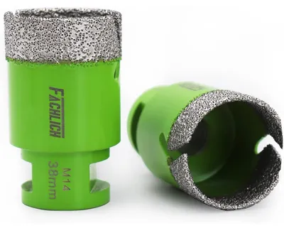 Productafbeelding van Diamantboorkopjes, 2 stuks, 38 mm, vacuüm gesoldeerd, M14 schroefdraad, geschikt voor nat- en drooggebruik, voor tegels, graniet en beton