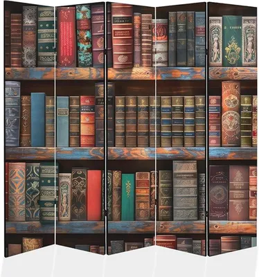 Imagen del producto de Panel divisor de ambientes de madera, 225x172 cm, de 5 paneles, diseño de un solo lado, pantalla divisoria