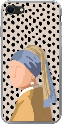 Produktbild von MuchoWow® Handyhülle Schutzhülle Hülle für Telefoonhoesje iPhone 8 Pastell - Mädchen mit Perlenohrring - Tupfen - Alte Meister Silikon Softcase Handy Hülle - Schutzhaube