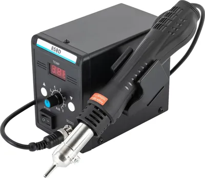 Zdjęcie produktu dla Stacja lutownicza na gorące powietrze, regulowana temperatura, wyświetlacz LED, czarna, 220 V