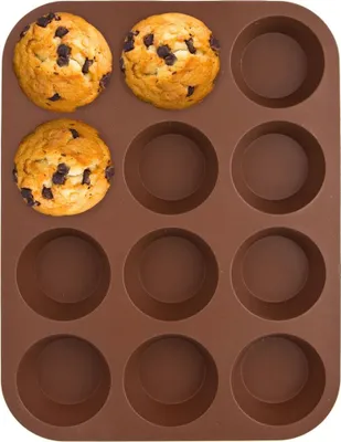 Zdjęcie produktu dla Forma do pieczenia muffinów Orion Forma do muffinów z silikonu na 12 muffinów Forma do babeczek brązowa