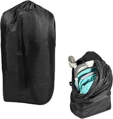 Productafbeelding van Kinderwagen Reistas - Reisbeschermer Kinderwagen - Vliegreizen Beschermen - Waterdicht Oxford Materiaal - 117 cm Lengte - Zwart