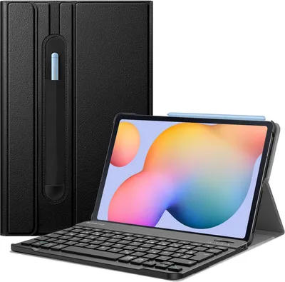Produktbild von Fintie Tastatur Hülle für Samsung Galaxy Tab S6 Lite 10.4 2022/2020 SM-P610/P613/P615/P619 - Keyboard Case mit Magnetisch Abnehmbarer Deutscher Tastatur, Schwarz