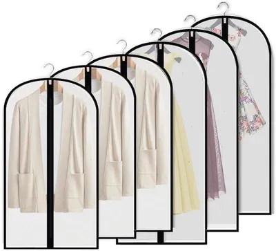 Produktbild von Ibenzoa® Kleiderschutz-Hüllen 6er-Set, transparent PEVA mit Reißverschluss – 3×60×100 cm & 3×60×120 cm, wiederverwendbar für Anzüge, Kleider, Mäntel