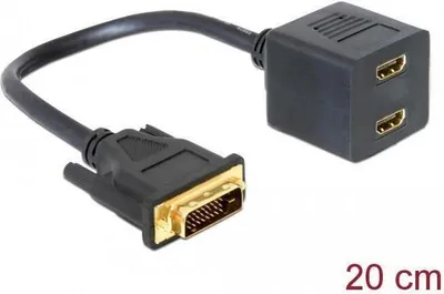 Produktbild von DeLOCK Adapter DVI 25 male > 2x HDMI female, 0,2 m, DVI-D, 2 x HDMI, Männlich, Weiblich, Schwarz
