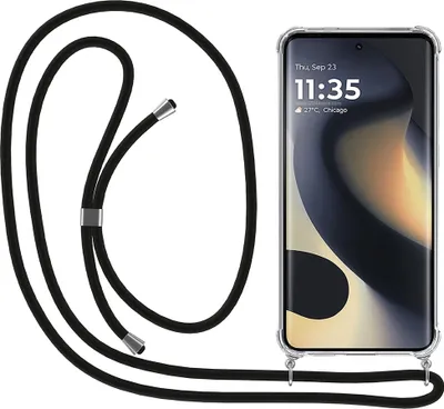 Produktbild von Smartphonica Handyhülle passend für Motorola Edge 2024 mit Kabel und Bumper - Hülle mit Telefonkabel - TPU Backcover Case stoßfest mit Lanyard - Transparent