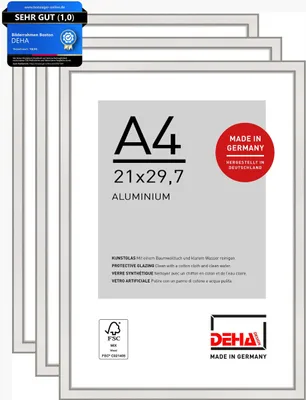 Produktbild von DEHA Design Bilderrahmen Boston (3er Set), A4 21x29,7 cm, Aluminium Silber