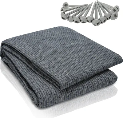 Immagine prodotto di Tappeto da campeggio per tenda da campeggio, realizzato in HDPE da 240 g/m², dimensioni 250 x 600 cm, colore blu-grigio, 1 tappeto con 13 picchetti, stabilizzato contro i raggi UV e utilizzabile su entrambi i lati