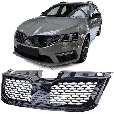 Sport Kühlergrill Schwarz Glanz Waben für Skoda Octavia 5E Facelift ab 2017-2020 – Produktansicht