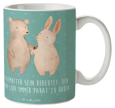 Produktbild von Mr. & Mrs. Panda Kaffeetasse Stiefmutter Heldin - Meeresbrise - Geschenk, Geschenke, moderne Familie, Keramiktasse, Pott, Tasse, technologie, Teetasse, Stiefkind