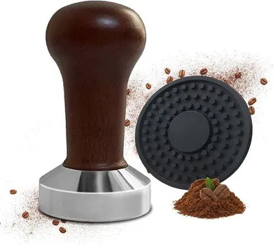 Obrázok produktu pre Ibenzoa® Profi-tamper na espresso, 51 mm, s ergonomickou drevenou rukoväťou – robustná kovová základňa, zaisťuje rovnomernú distribúciu tlaku pri používaní s kávovarmi na espresso