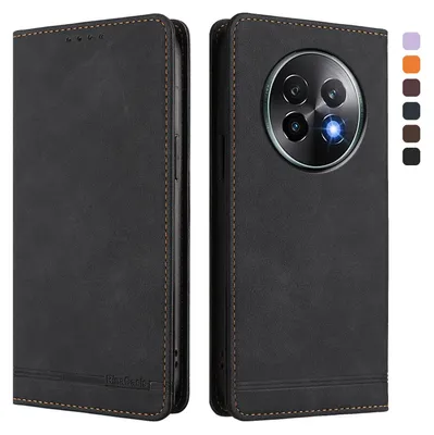 Produktbild von Hülle für Realme 13+ 5G, Retro Kunstleder Ständer Klapphülle mit Kartenfächer und Magnetische Schwarz