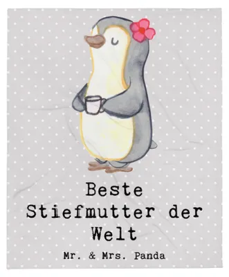 Produktbild von Mr. & Mrs. Panda Decke Pinguin Beste Stiefmutter der Welt - Grau Pastell - Geschenk, Bettdecke, Mutti, Tochter, Muttertag, Kuscheldecke, Mutter, Dankeschön, Tagesdecke