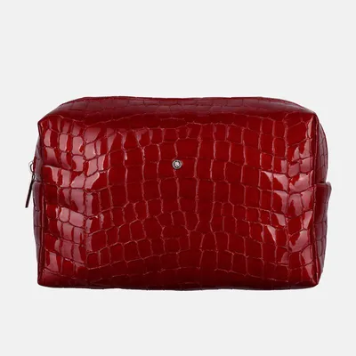 Produktbild von Rote Damen-Reisekosmetiktasche aus mit Krokodilmuster