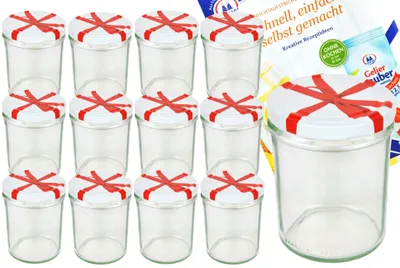 Image de lot de 12 pots 435 ml To 82 avec couvercle décoratif et livret de recettes "Diamant Gelierzauber"