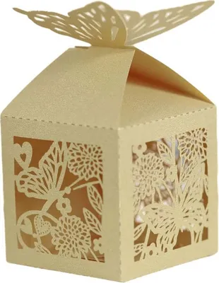 Image de 50pcs boîtes de bonbons de mariage, 3D papillon design de luxe Lase Cut Party mariage faveur de bonbons boîte cadeau de chocolat décorations de table