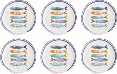 Produktbild von 6er Set Frühstücksteller Fische Maritim BORD DE MER D. 21cm Easy Life