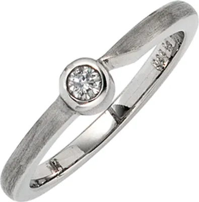 Produktbild von JOBO Damen Ring 950 Paltin teilmattiert 1 Diamant Brillant 0,08 ct. Größe 56