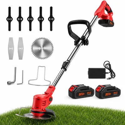 Produktbild von Akku-Rasentrimmer 21V mit 2 Batterie, Freischneider, Motorsense, mit Akku und Ladegerät, Teleskop-Stiel & Zusatzhandgriff