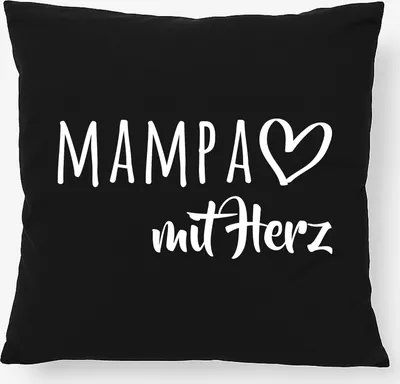 Produktbild von Huuraa Kissen MAMPA mit Herz 40x40cm mit Füllung Black Baumwolle Dekokissen Geschenkidee