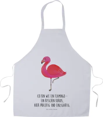 Produktbild von Mr. & Mrs. Panda Vorbinder Flamingo Classic - Weiß - Geschenk, Ich, Stolz, Selbstakzeptanz, Küchenzubehör, Gastro-Schürze, Küchenschürze, Spruch, Kochschürze, Schürze