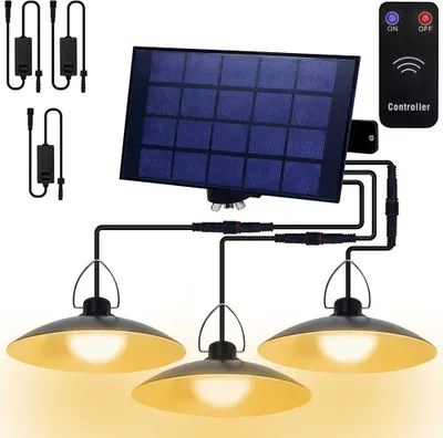 Produktbild von Außen Solarlampe Solarleuchte Pendelleuchte mit Fernbedienung IP65 LED Wasserdicht Hängelampe Garten mit 3 Lampen