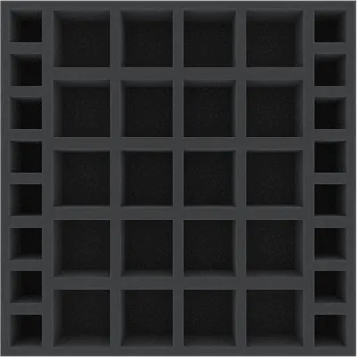 Productafbeelding van Schuimrubberen inlegstuk met 36 compartimenten, afmetingen 255x255x55 mm, geschikt voor bordspellen