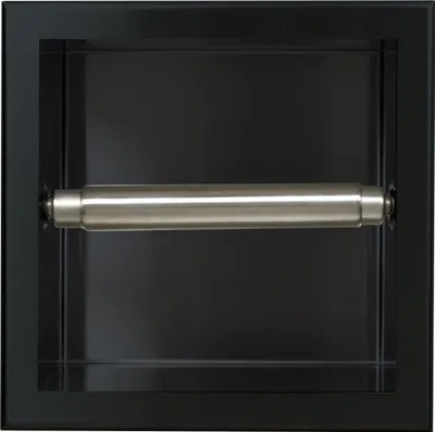 Immagine prodotto di Balneo | Portarotolo - A parete - Nero - 17,3 x 17,3 x 8,6 cm - Acciaio inox - Design elegante - Pratico mobiletto