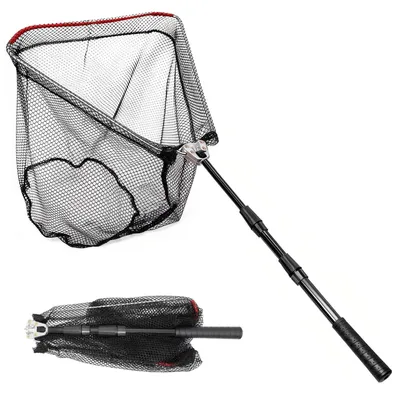 Produktbild von Vouwbares Teleskop-Fischernetz, 130 cm, 3 Sektionen, gegummtes Nylon, für Forelle und Zander