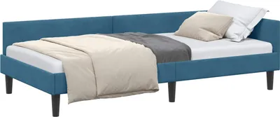 Obrázek produktu pro vidaXL Rohový rám postele s čelem modrý 90 cm x 200 cm sametový