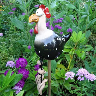 Produktbild von Huhn Gartendeko, Tierfigur Gartenstecker  Handarbeit Ornament, Gartendeko Huhn Deko,Handarbeit Gartenstatue Dekorative Henne Huhn Gartenstecker,Gartenfigur Gartendekoration