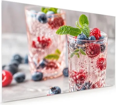Produktbild von Küchenrückwand Spritzschutz Glas mit Motiv Cocktail Beeren 40 x 40 cm