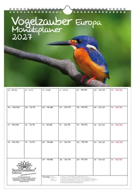 Produktbild von Vogelzauber Europa Planer DIN A3 Kalender für 2027 Vogel - Seelenzauber