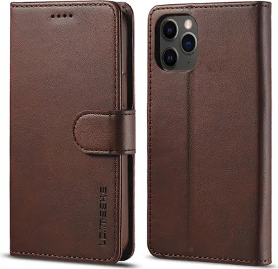 Produktbild von iPhone 12 Hülle - LC.IMEEKE Luxus Klapphülle - Dunkelbraun